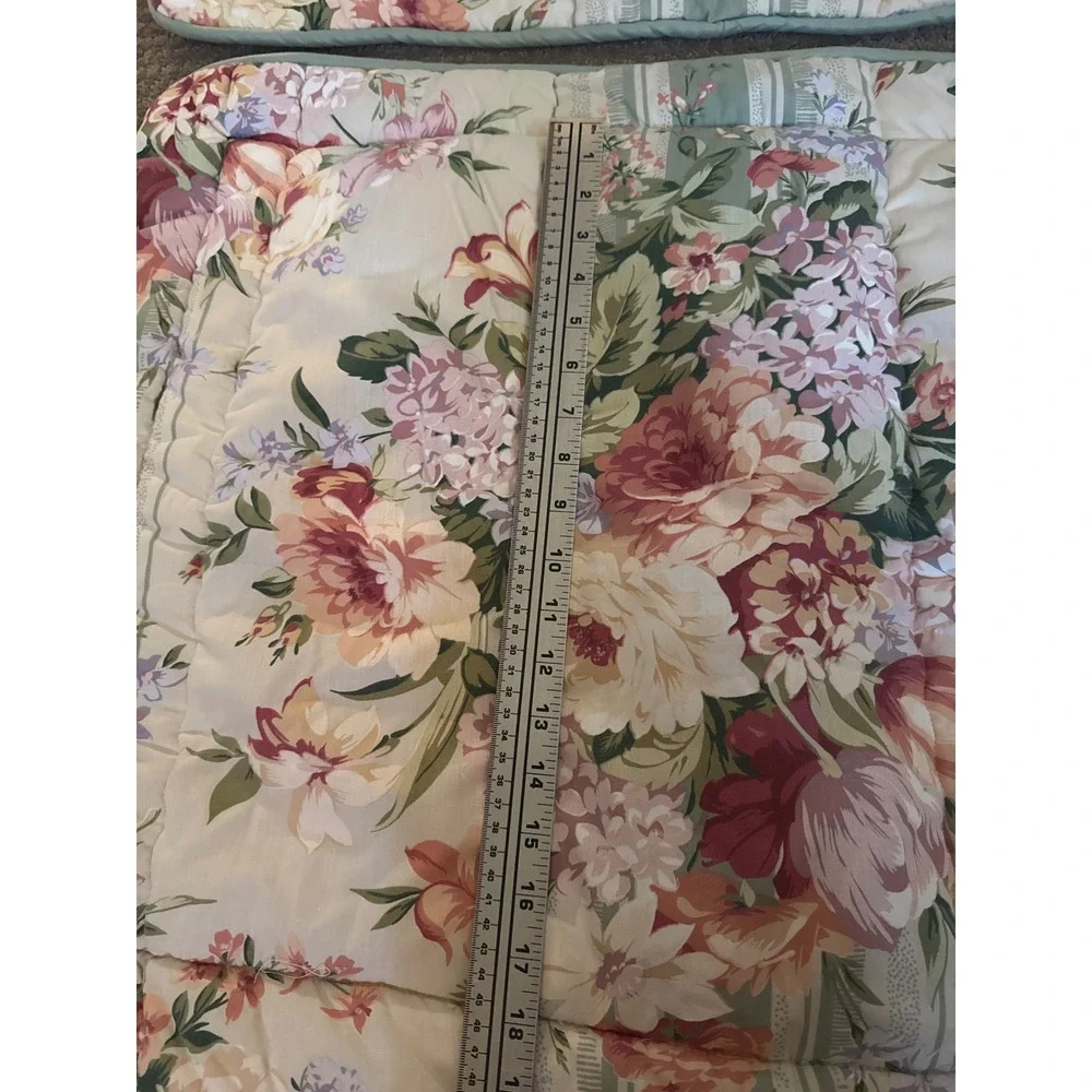 Croscill Home Fashions Floral Quilted Pillow Shams Set of 2 Sage Green Pink Rose